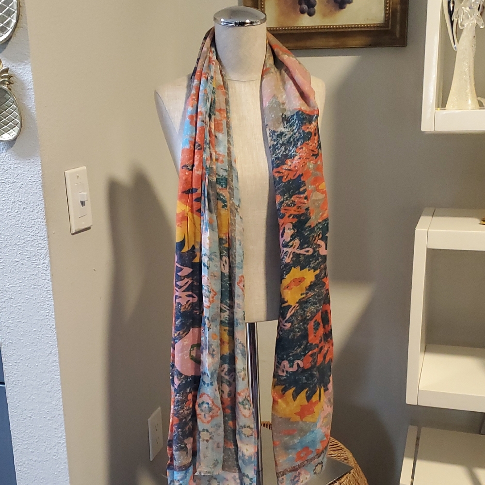 Coldwater Creek Multicolor Abstract Scarf